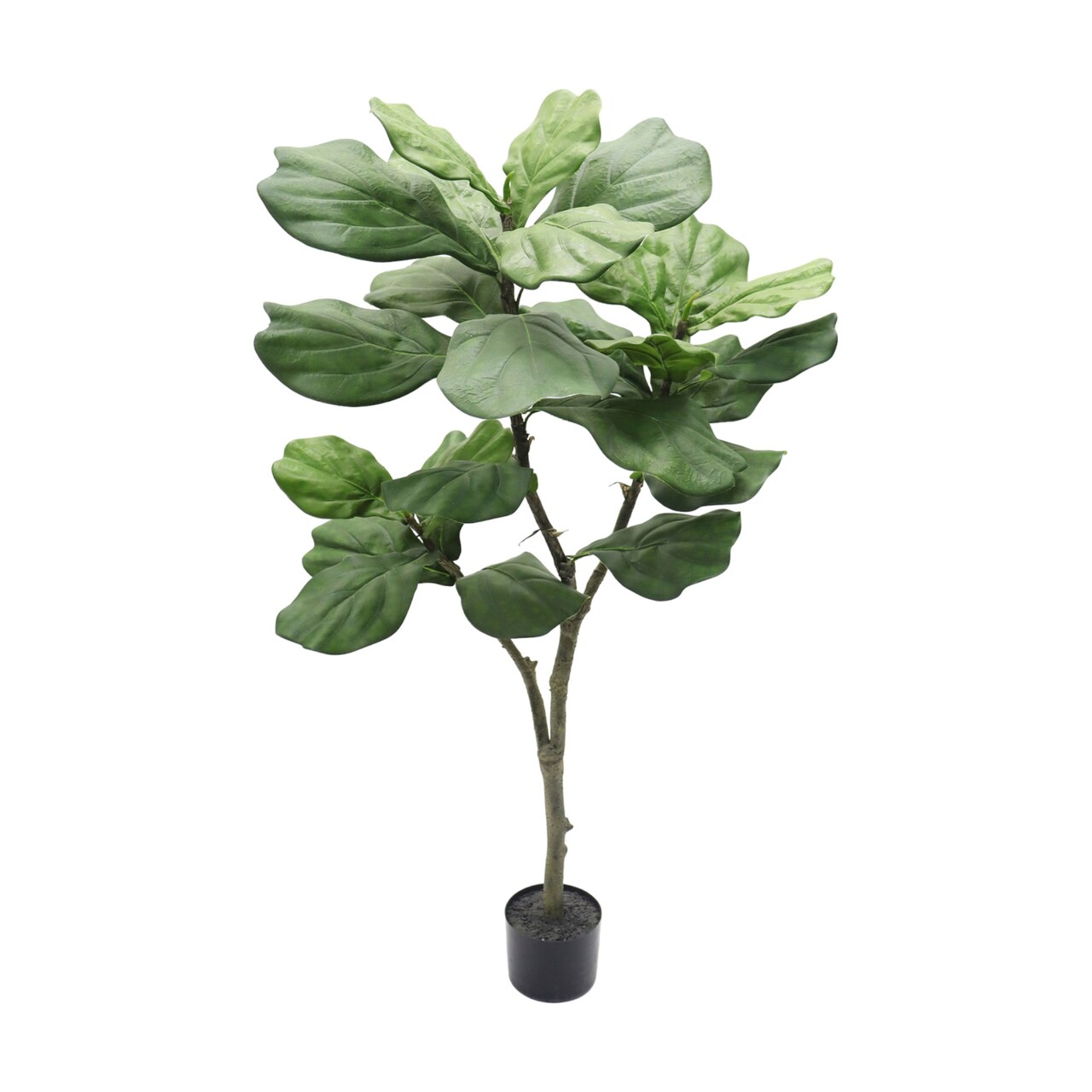 4ft Fiddle Tree in Black Pot with 26 Silk Leaves, Floral Home by Artificial Flowers